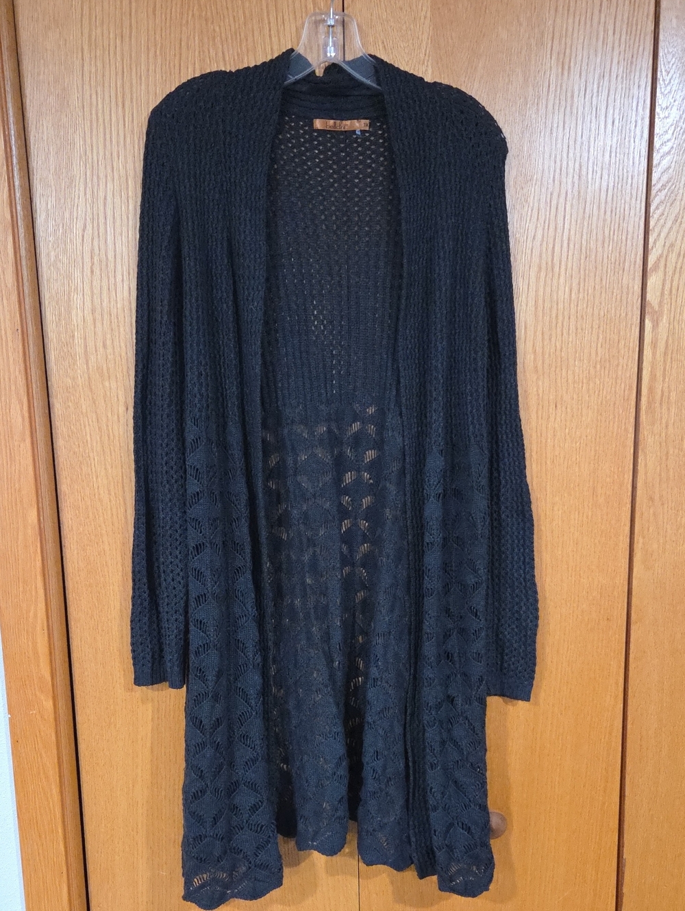 Belldini Black Open-Front Longline Knit Cardigan